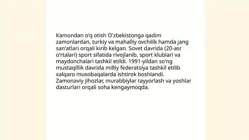 Kamondan O'q otish sport turini O'zbekistonga kirib kelishi 3