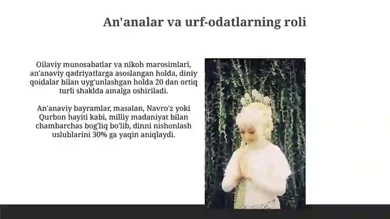 Milliy matanyatlarning diniy madanyat shakillantirishidagi roli.Ona yurtimtabiati 3
