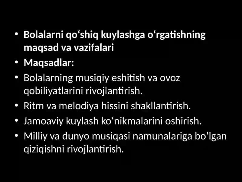 Bolalarni qo`shiq kuylashga o`rgatish 3
