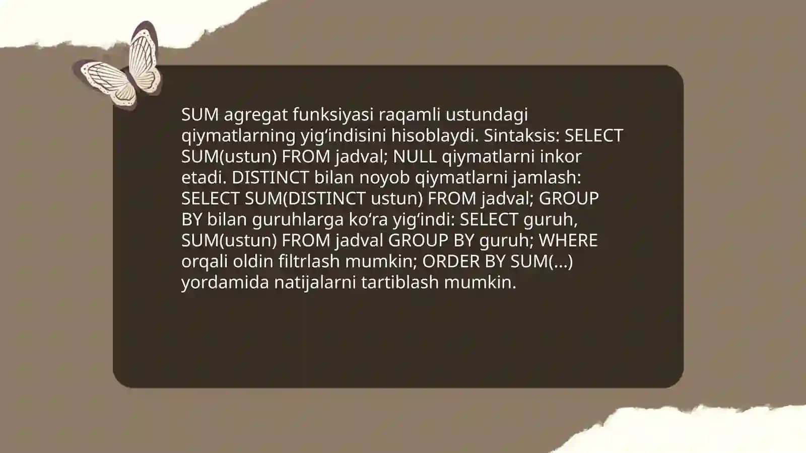 SQL tilida agregat funksiyalar 3