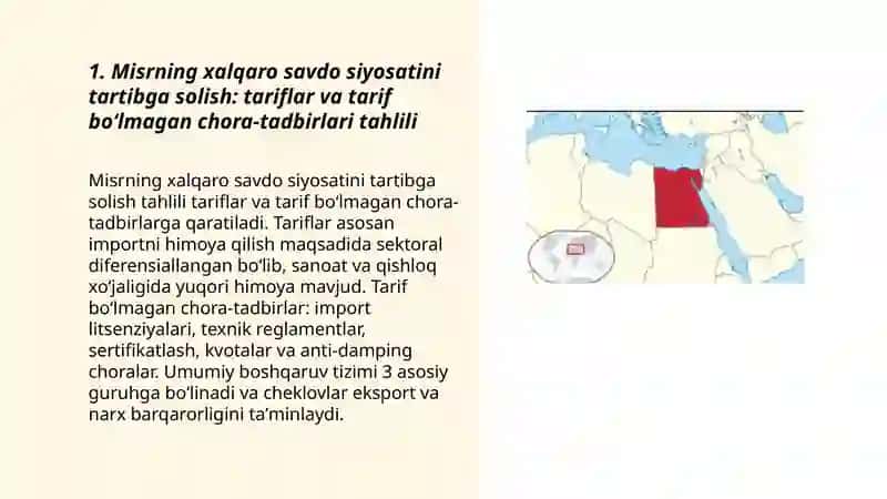 Misrning tashqi iqtisodiy aloqalarini xalqaro tartibga solish tahlili 3