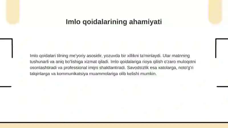 O'zbek tilining imlo qoidalari va soha vakillarining savodxonligi: dolzarb muammolar va yechimlar 3