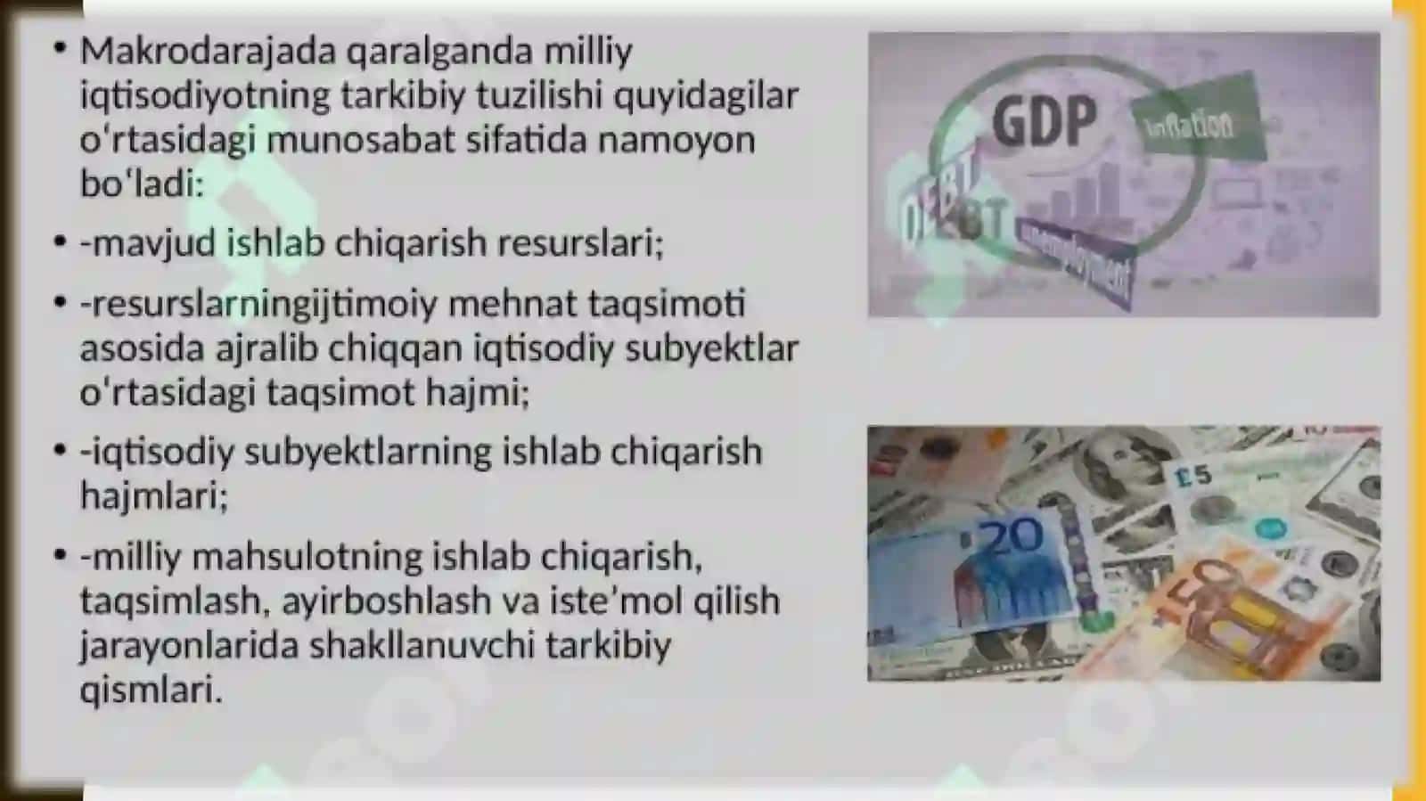 MILLIY IQTISODIYOT VA MAKRO IQTISODIY O’LCHAMLARI (YALPI ICHKI MAHSULOT UNING HARAKATLAR SHAKLLARI) 3