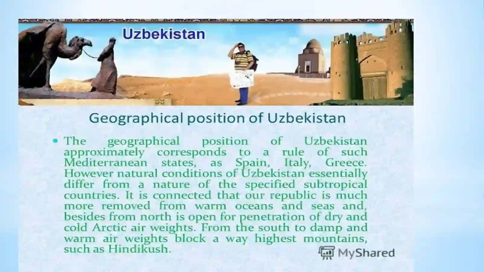 Geographical position of the Republic of Uzbekistan 3