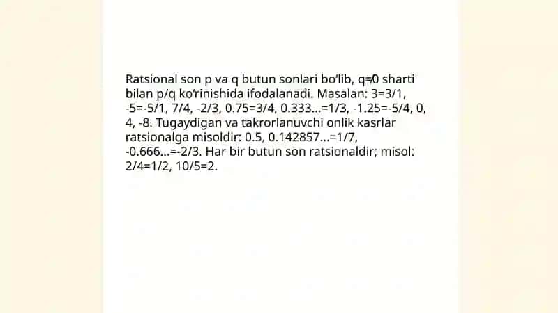 Ratsional sonlar hakida tushunsha 3