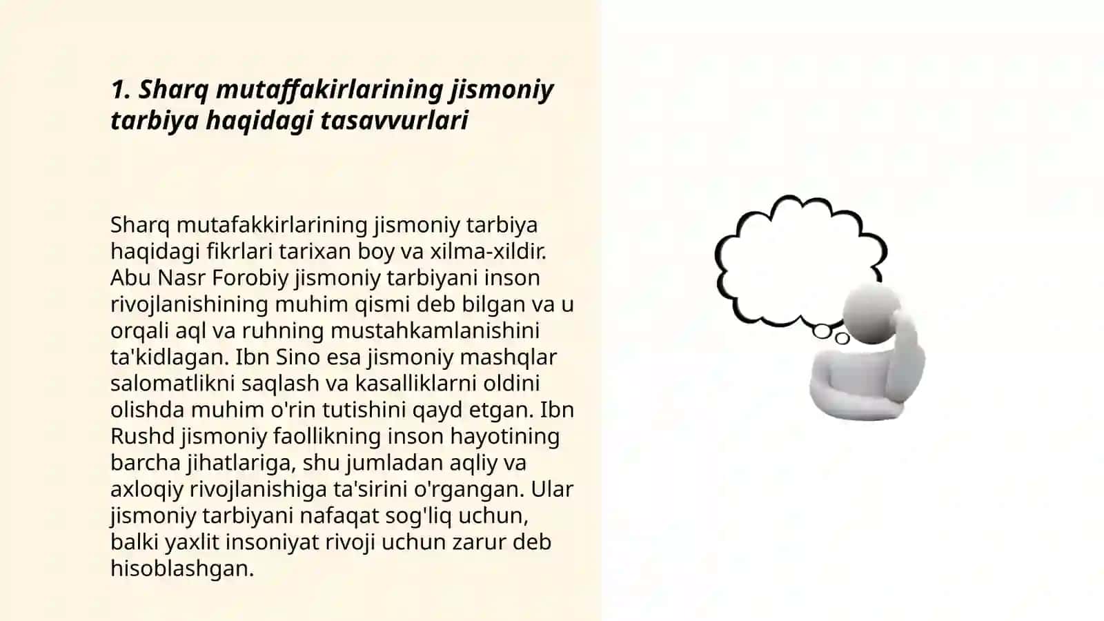 Sharq mutaffakirlarining jismoniy tarbiya haqidagi tasavvurlari 3