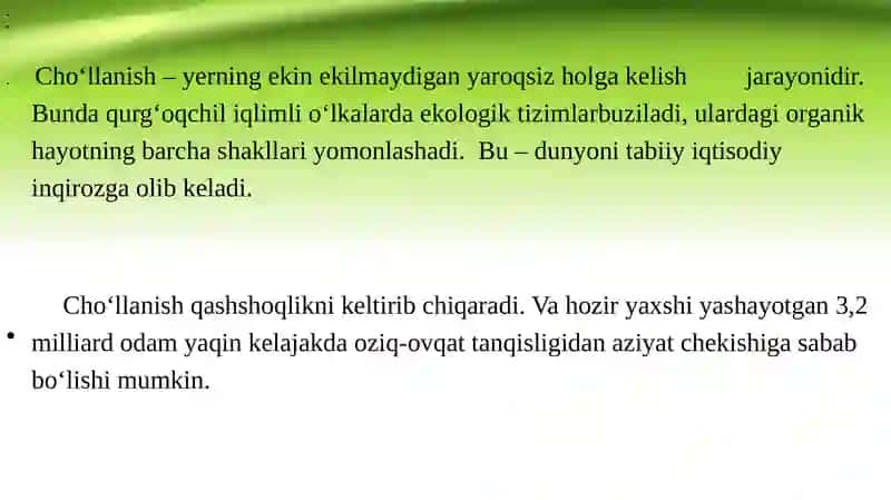 Cho'llanish jarayoni va unga qarshikurash chora - tadbirlari 3