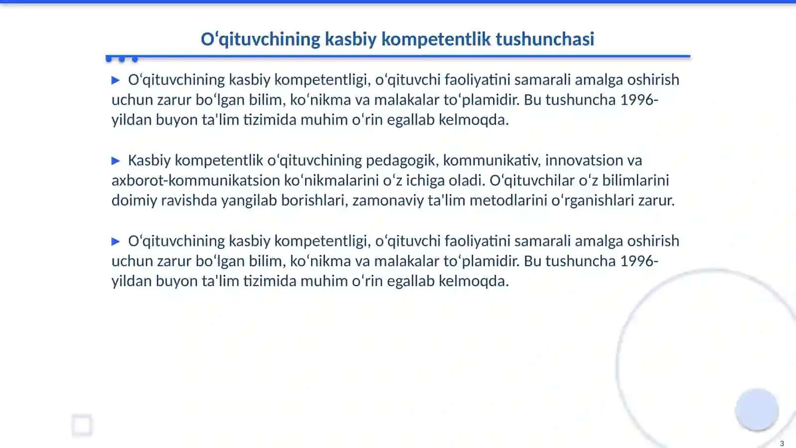 O‘QITUVCHINING KASBIY KOMPETENTLIK SIFATLARI 3