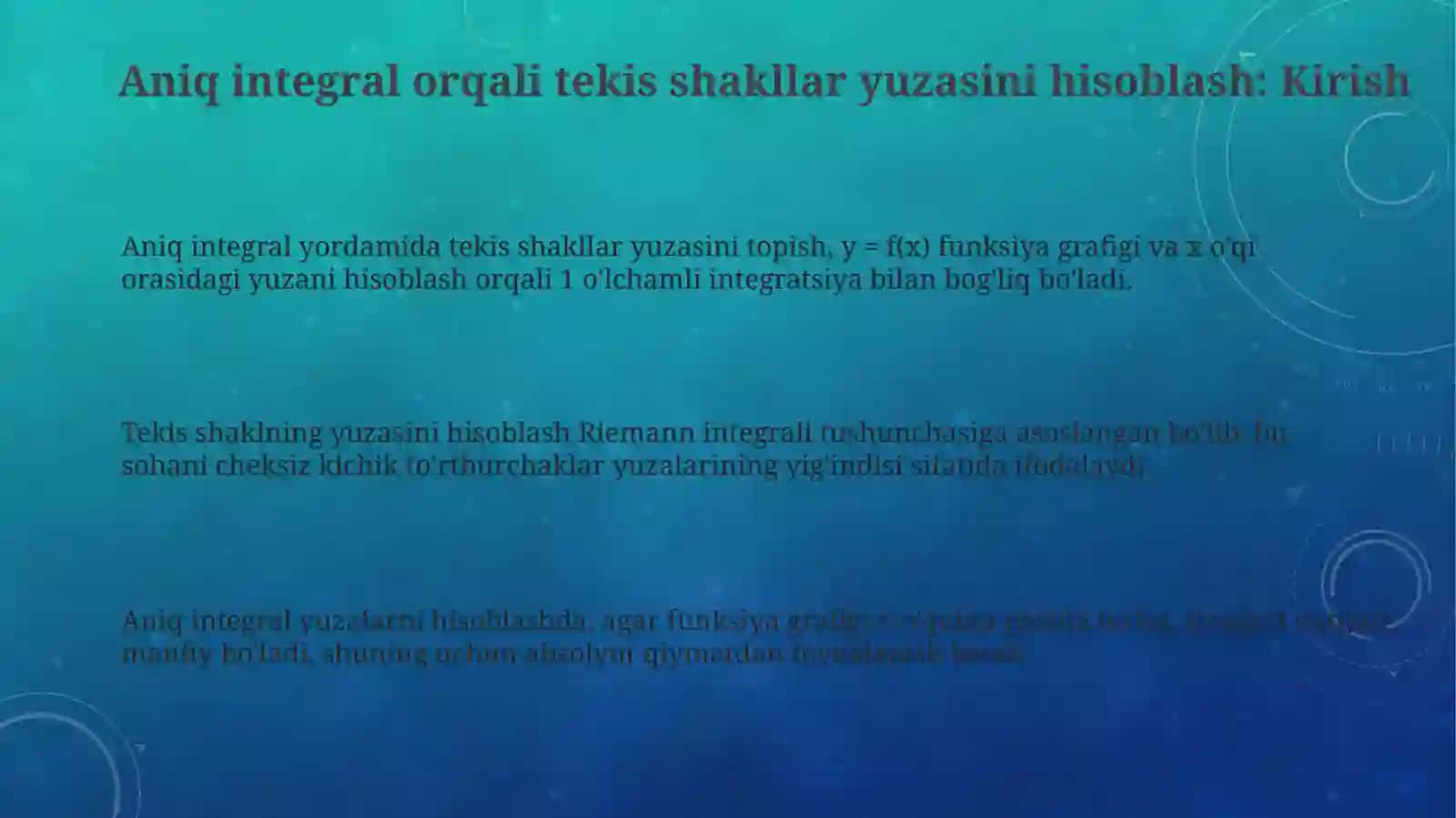 Aniq integral yordamida yassi figuralar yuzlarini hisoblash 3
