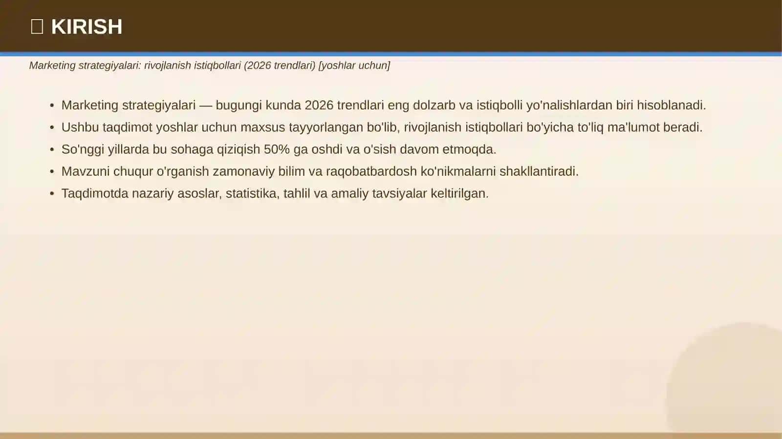 Marketing strategiyalari: rivojlanish istiqbollari (2026 trendlari) [yoshlar uchun] 3