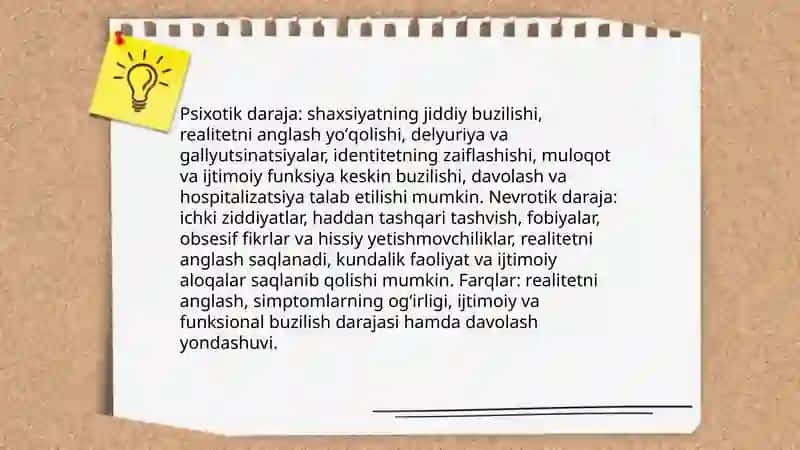 Shaxs taraqqqiyotining psixotik va nevrotik darajalari 3