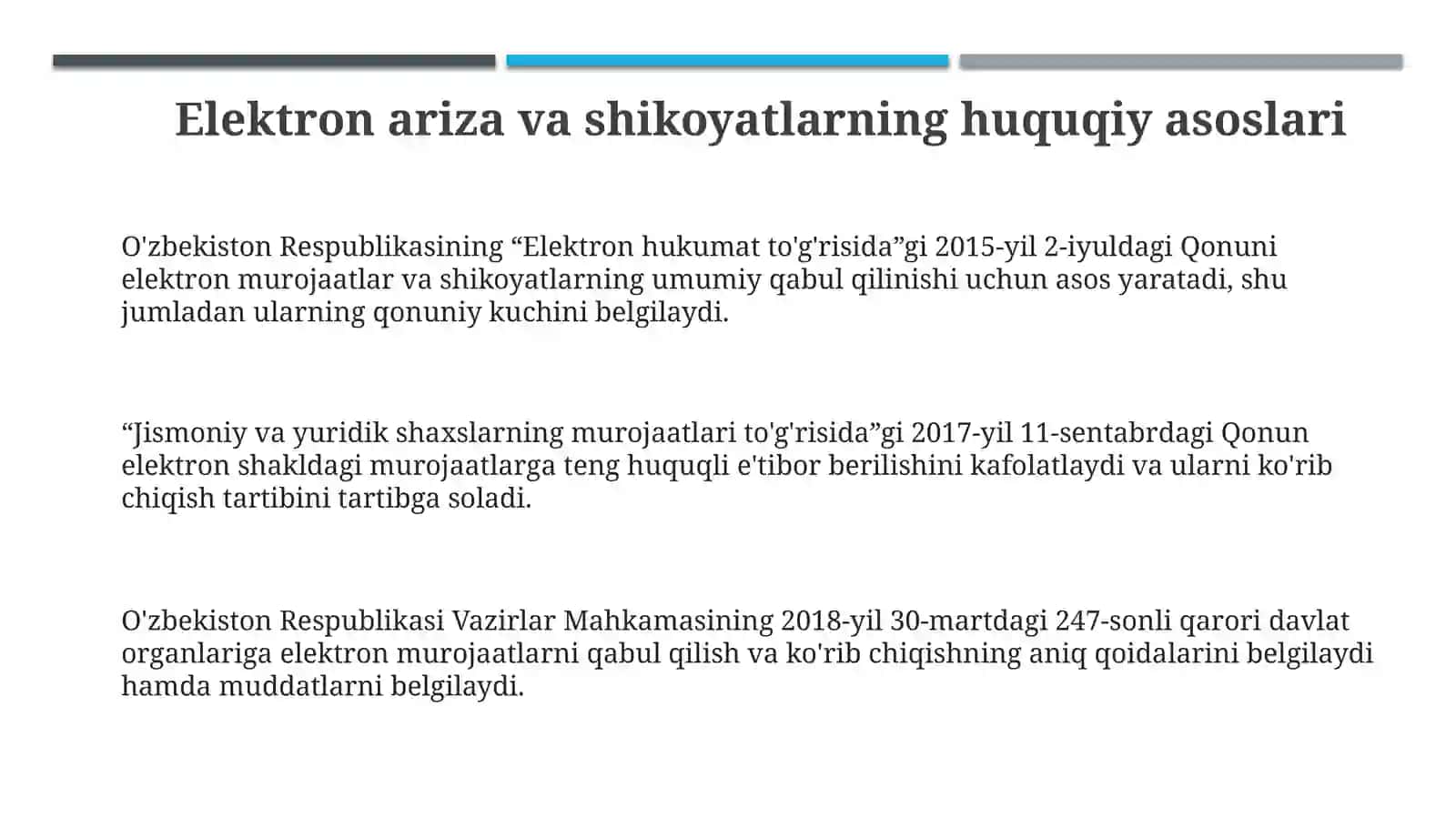 Elektron ariza va murojaatlarning huquqiy maqomi 3