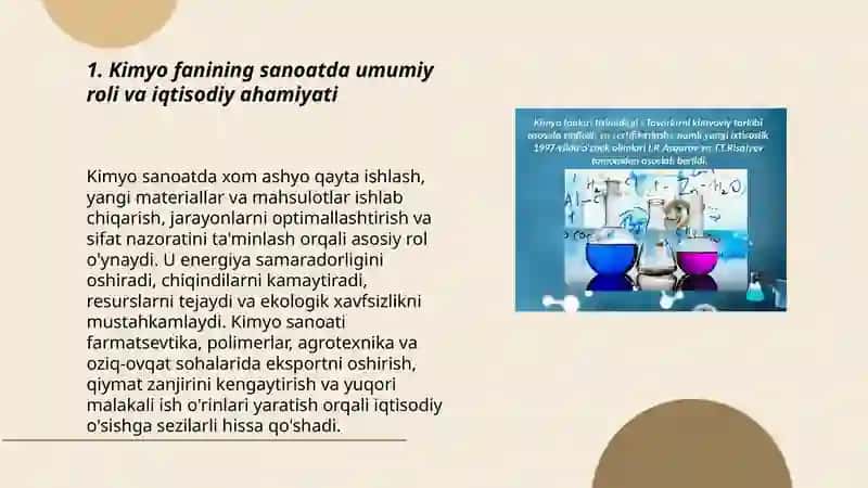 Kimyo fanining sanoat va qishloq xoʻjaligi rivojidagi ahamiyati 3