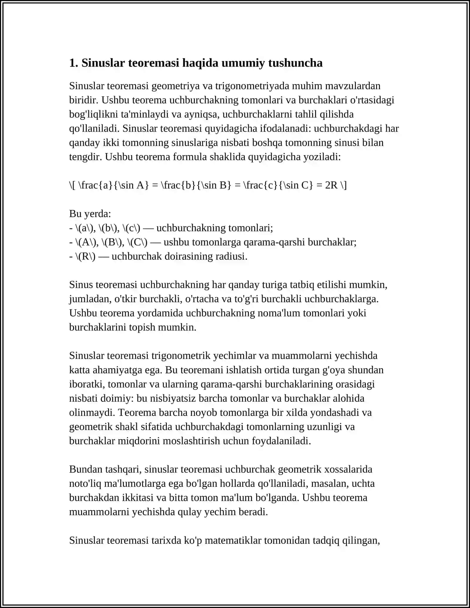 SINUSLAR TEOREMASI COSINUSLAR TEOREMASI 3
