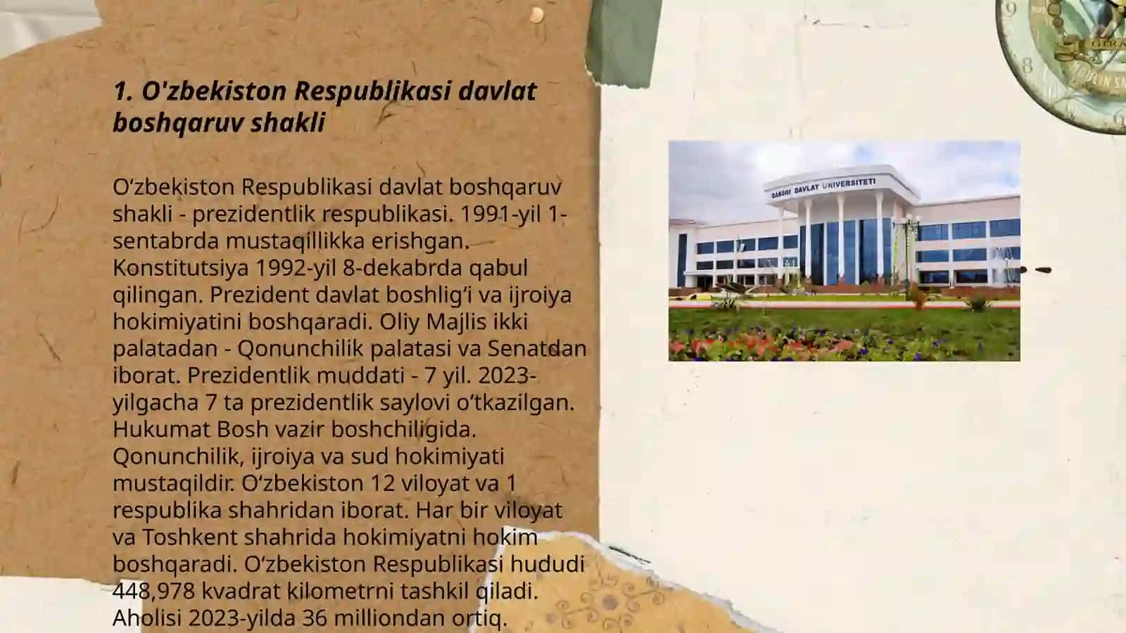 O’zbekiston Respublikasi davlat shaklining o’ziga xos xususiyatlari 3