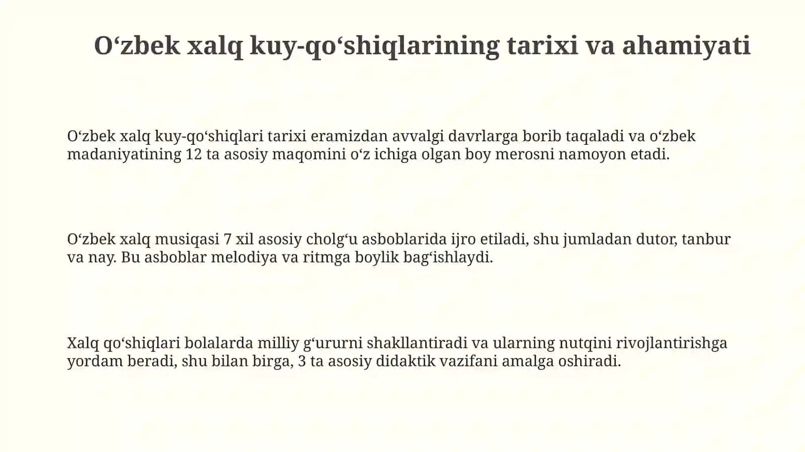 Oʻzbekiston xalq kuylarining bolalar musiqiy taʼlimidagi ahamiyati 3