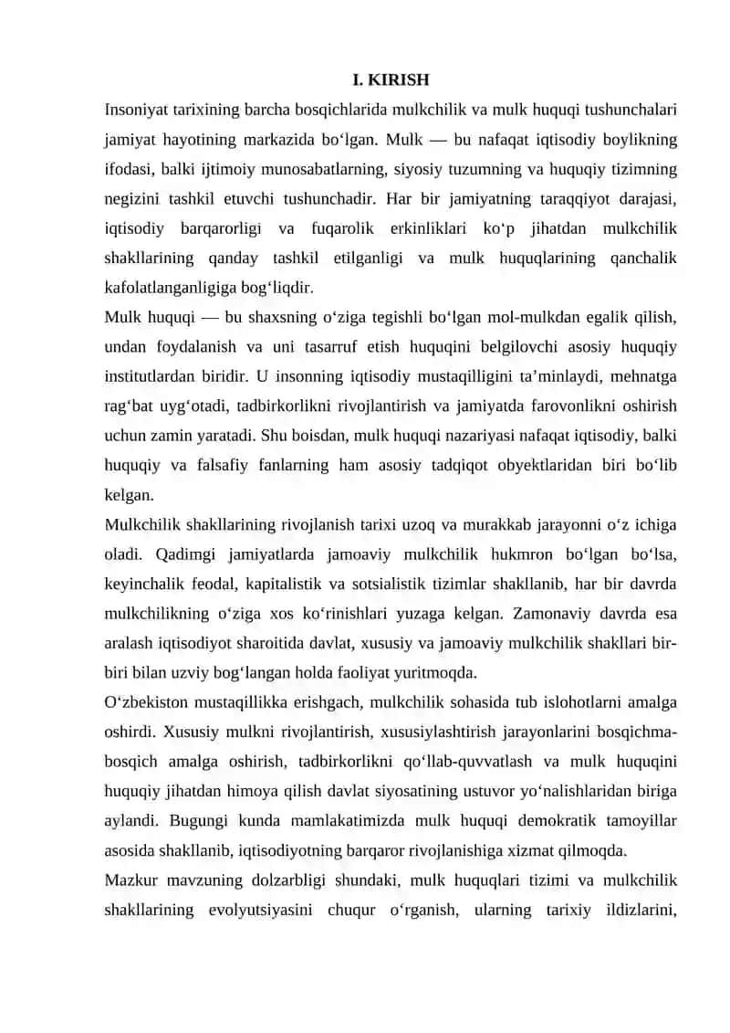 MULK HUQUQLARI NAZARIYASI VA MULKCHILIK SHAKILLARI RIVOJLANISHINING EVALUTSIYASI 3