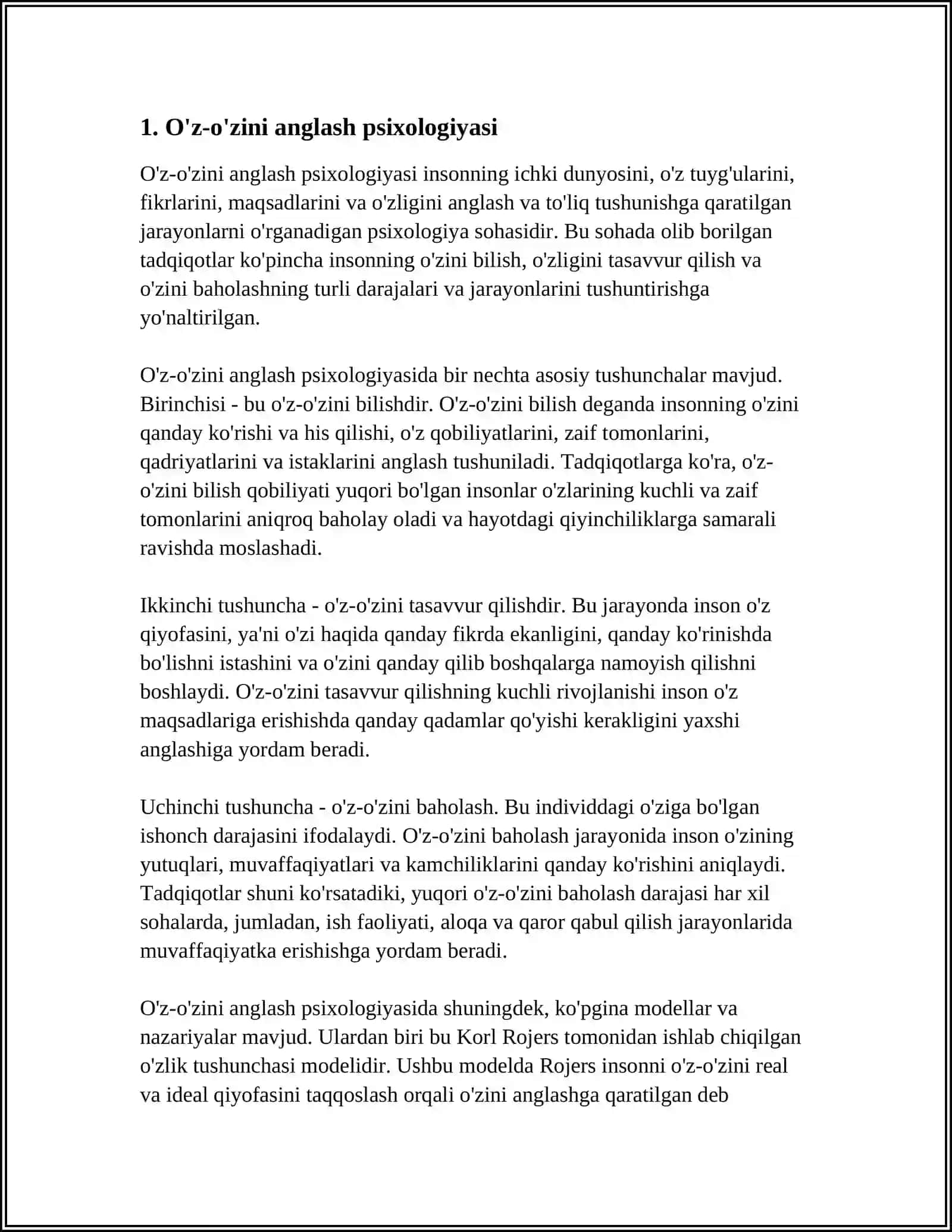 O'z-o'zini anglash psixologiyasi 3