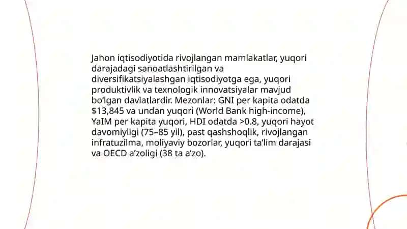 Jahon iqtisodiyotida rivojlangan mamlakatlar tasniflashi 3