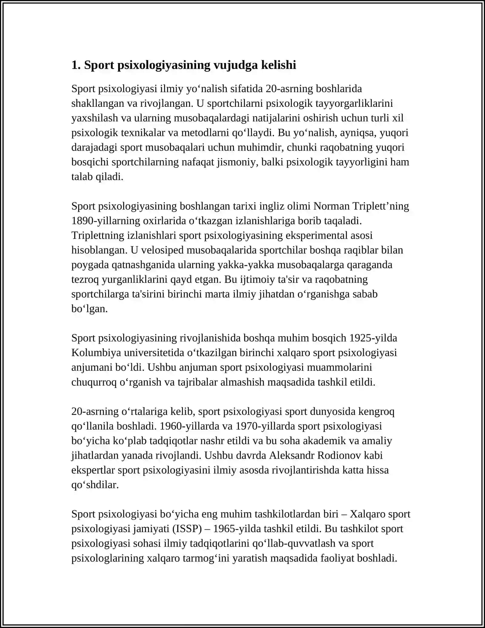 SPORT PSIXOLOGIYASI FANINI VUJUDGA KELISHI 3