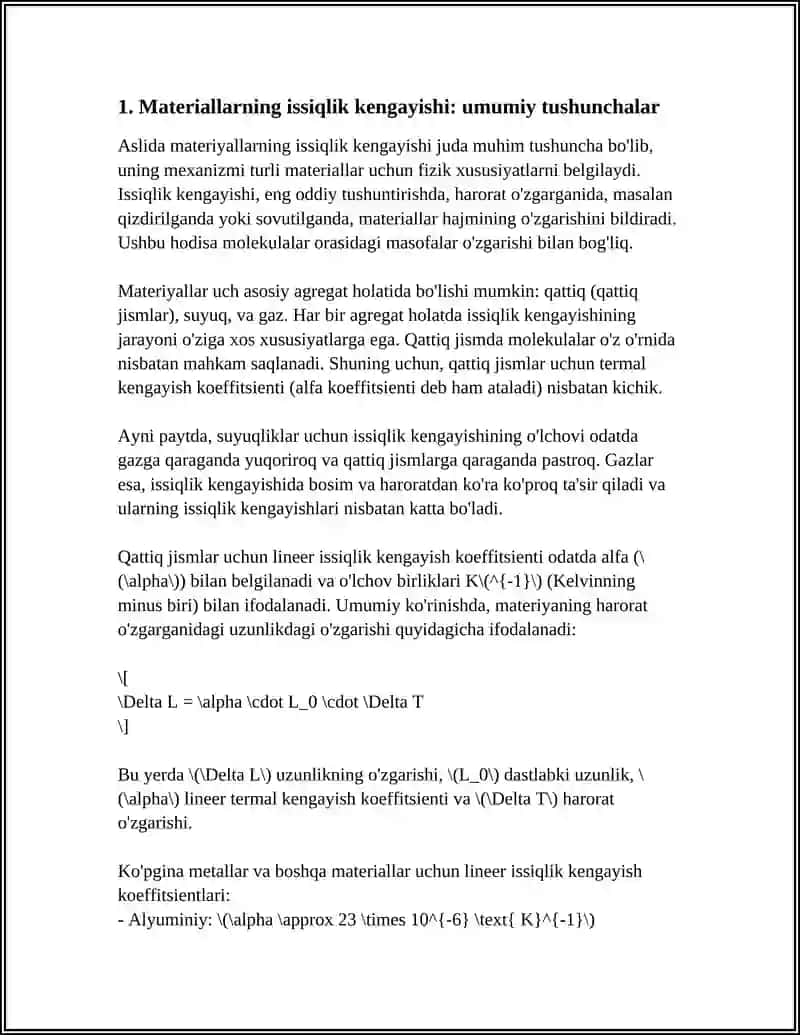 MATERIALLARNING ISSIQLIK KENGAYISHI 3