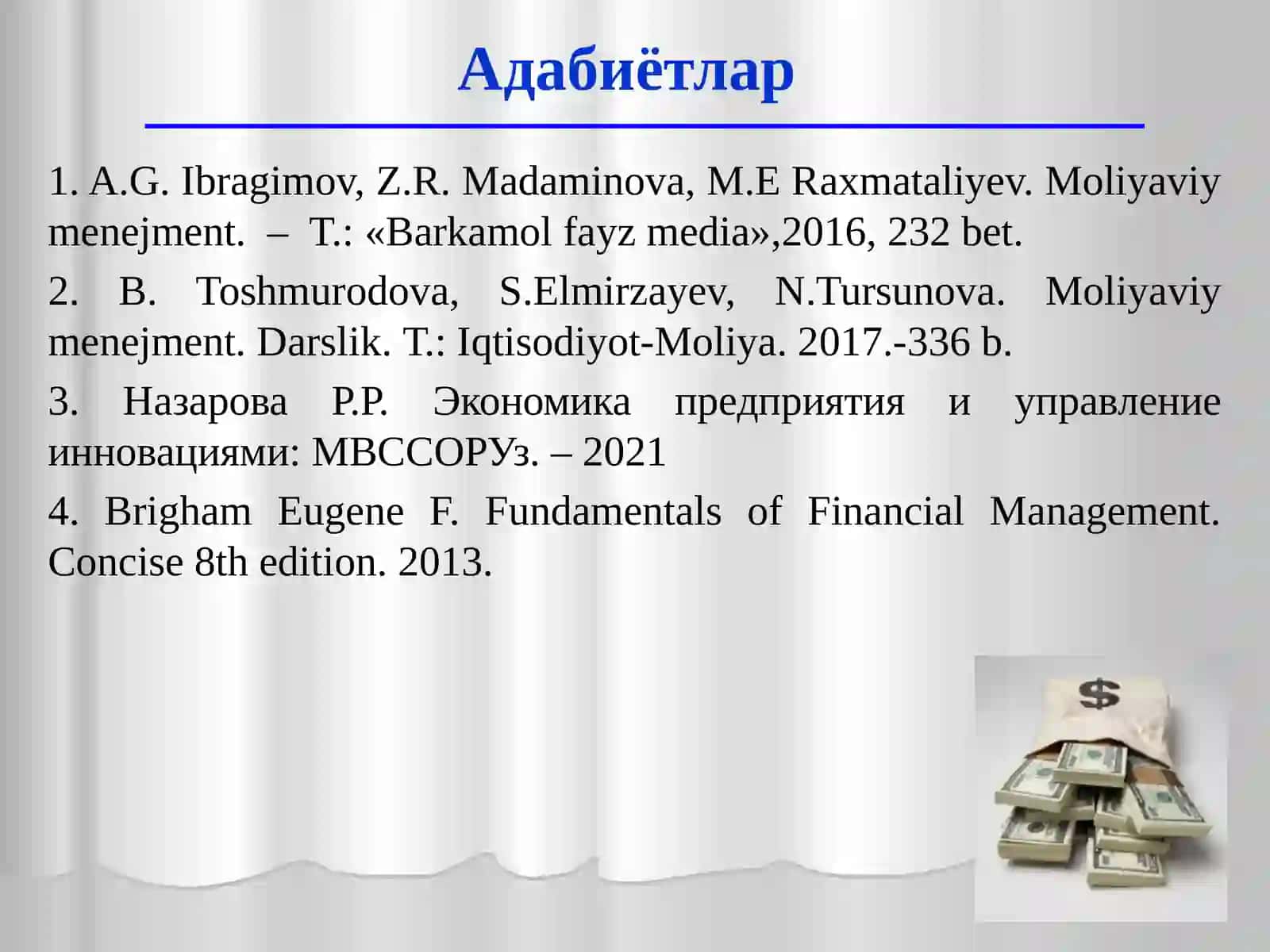 Молиявий менежментнинг функция ва тамойиллари 3