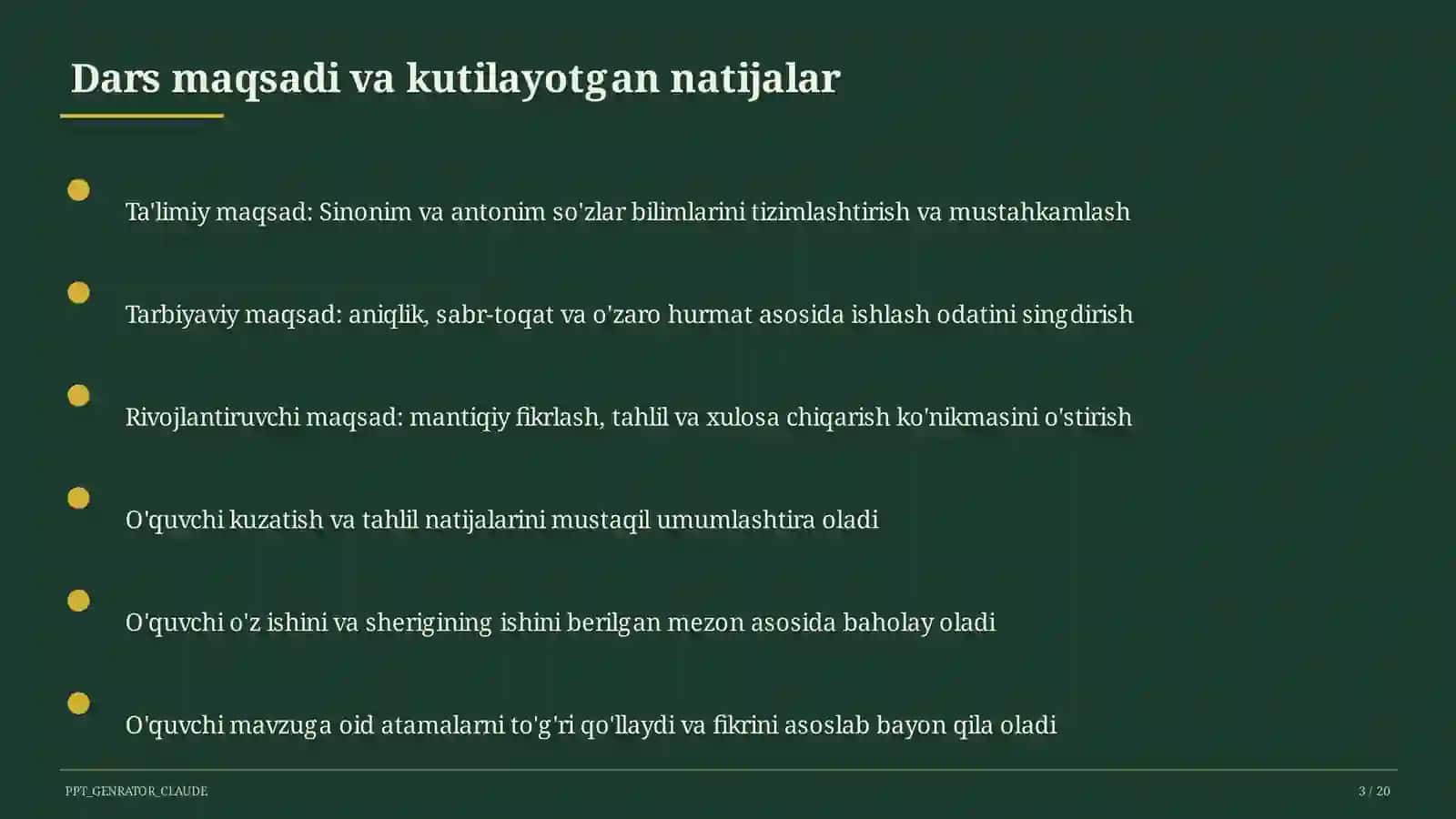 Sinonim va antonim so'zlar (3-sinf) 3