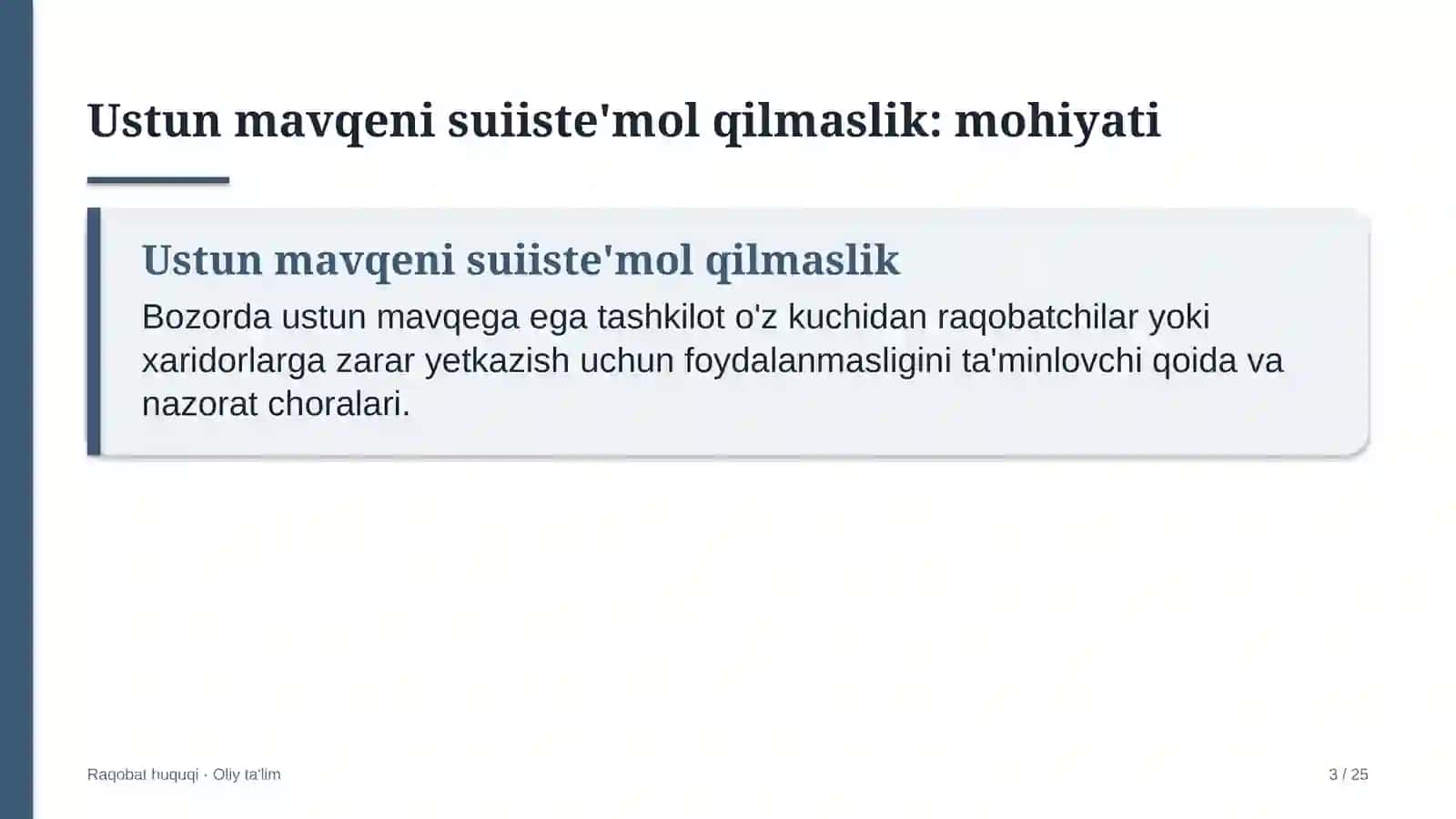 qo'riqlash xizmatlarida bozordagi ustun mavqeni suiiste'mol qilmaslik 4039 3