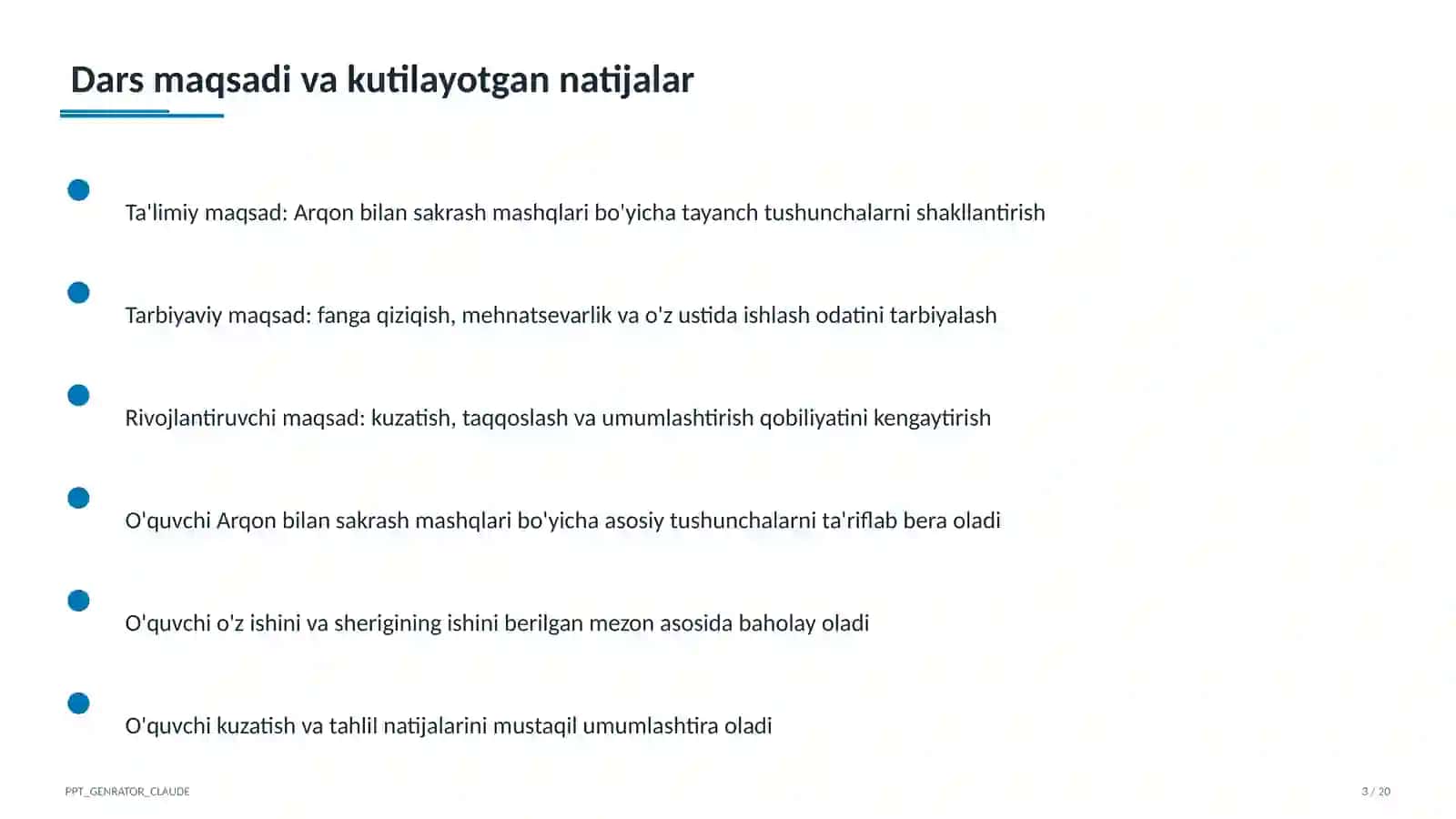 Arqon bilan sakrash mashqlari (3-sinf) 3