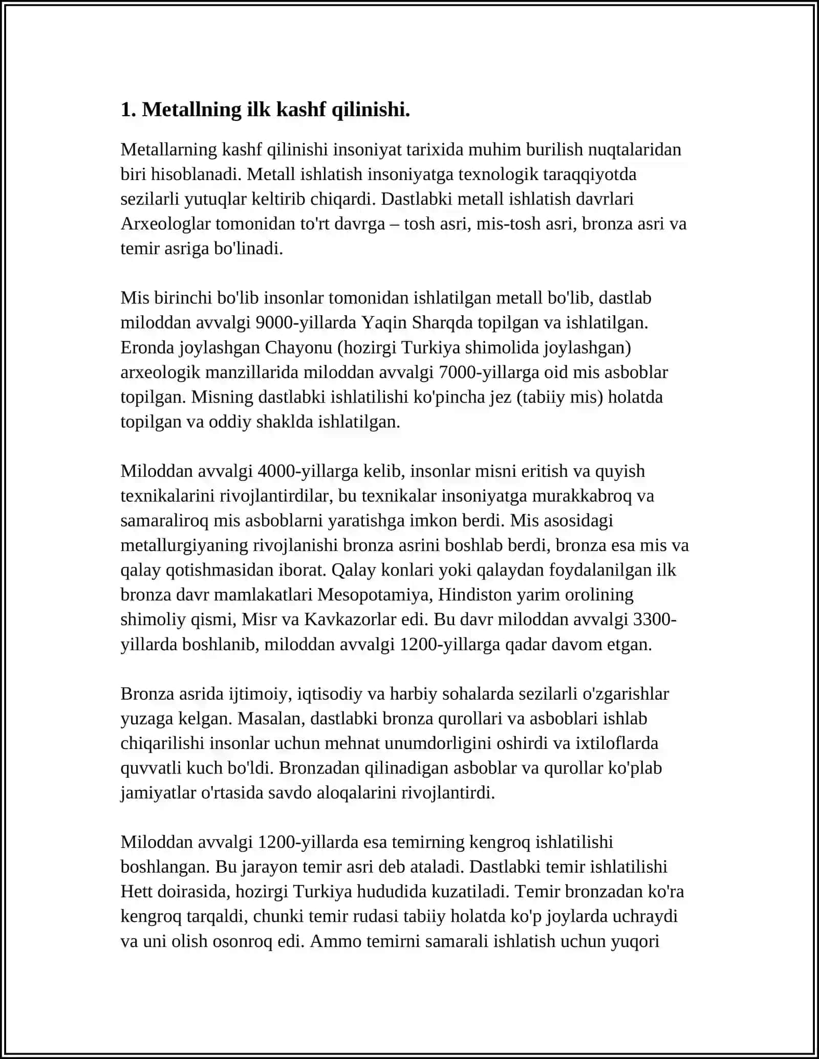 Metallning kashf qilinishi va uning insaniyat tarixidagi ahamiyati 3
