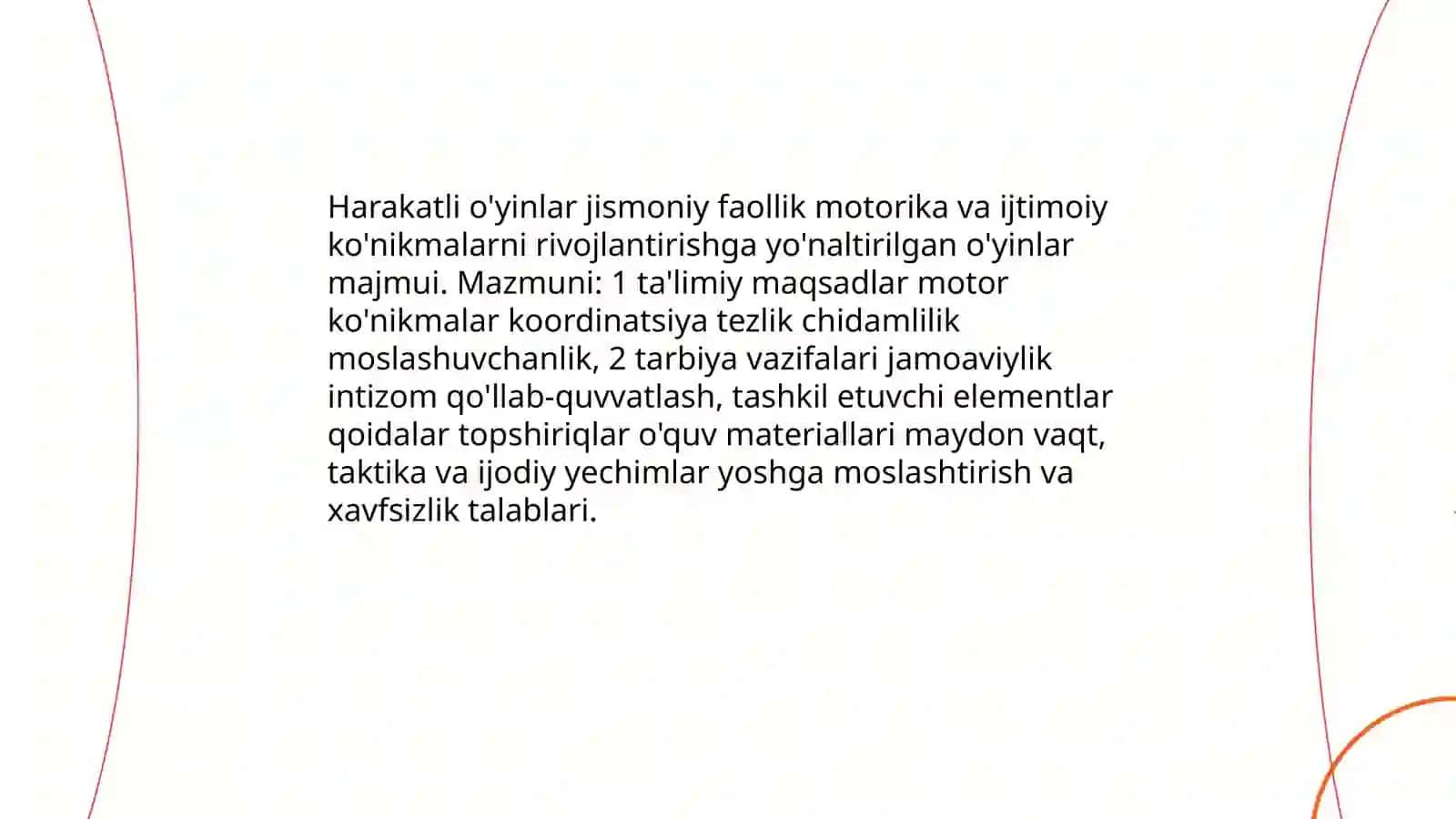 Harakatli oyinlar tarkibi va turkumladi 3