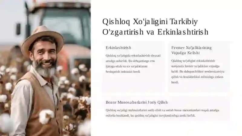 O'zbekiston mustaqillik yillarida qishloq xo'jalagi va sanoat yo'nalishida o'zgarishlar 3