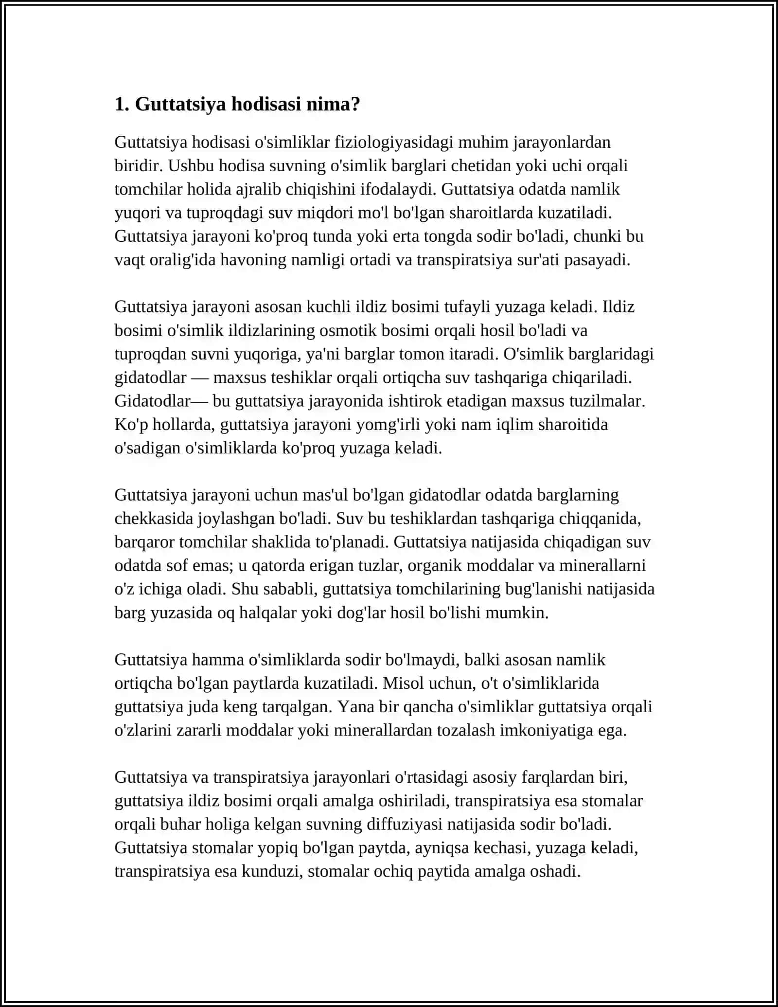 MUSTAQIL ISH Mavzu: GUTTATSIYA HODISASI 3