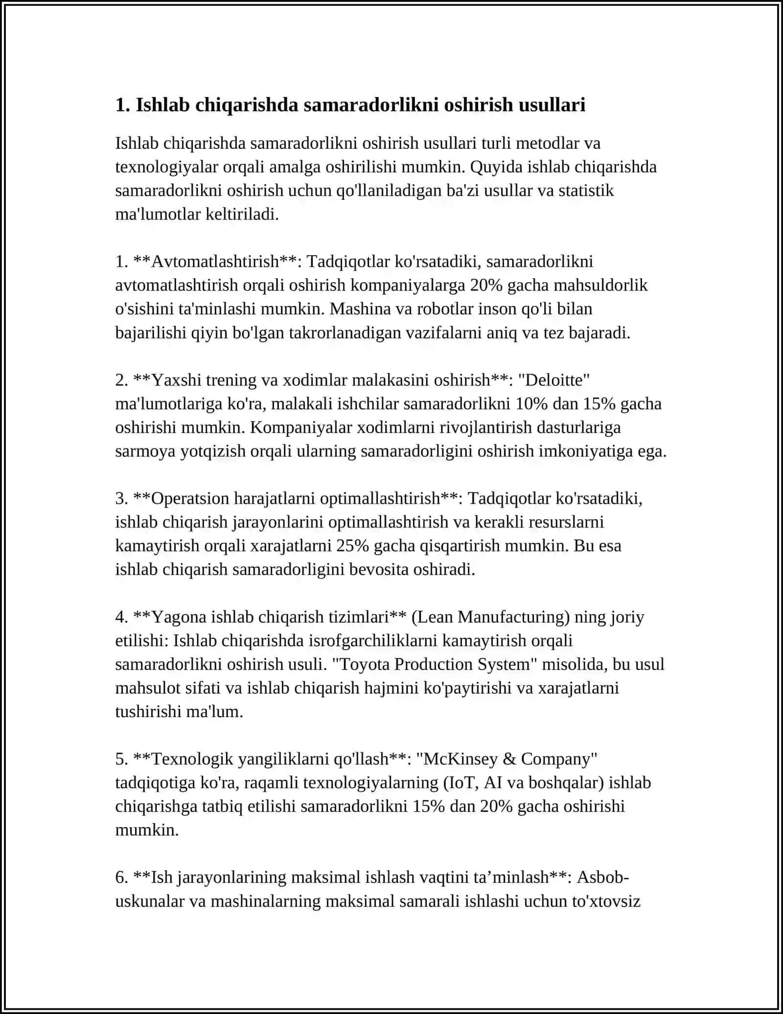 ISHLAB CHIQARISHNING TEXNIK VA IQTISODIY SAMARADORLIGINI BAHOLASH 3