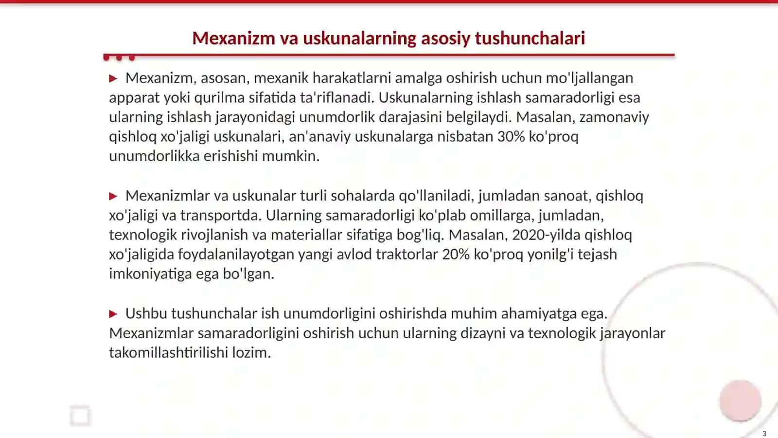 Mexanizm va uskunalarning ish unumdorligi 3