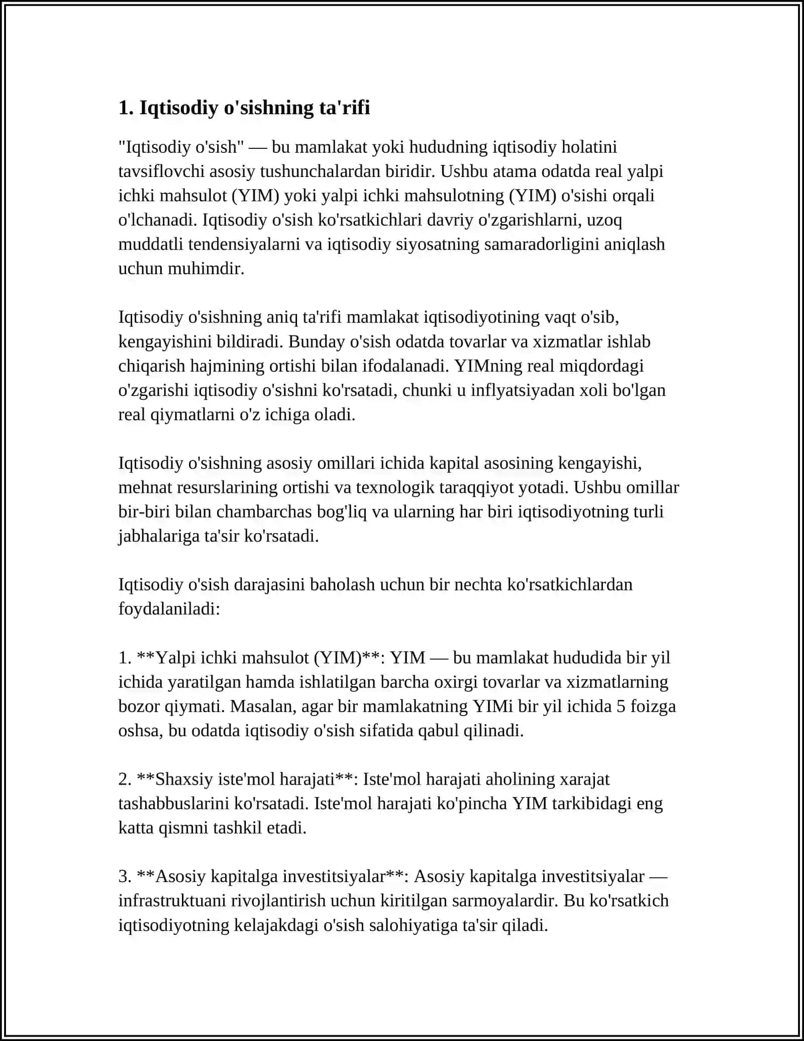 Iqtisodiy O'sish, Uning Turlarini va Hisoblash Usullari 3