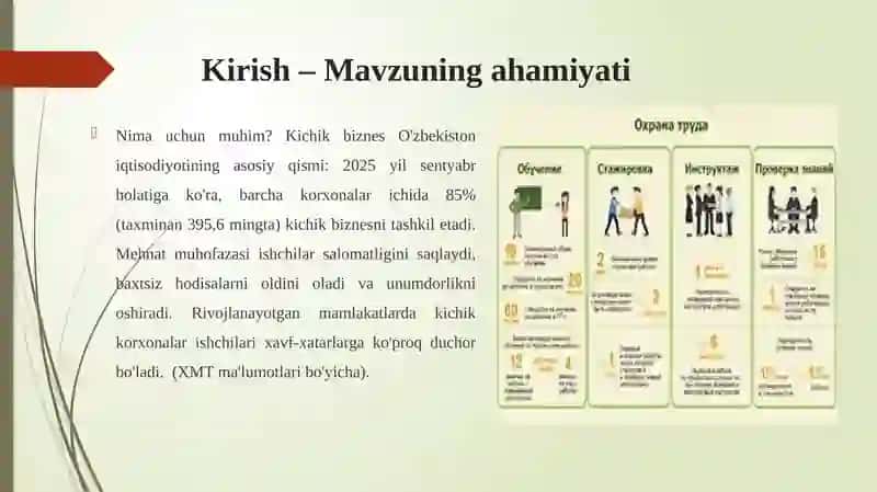Kichik biznes korxonalarida mehnat muhofazasi masalasi 3