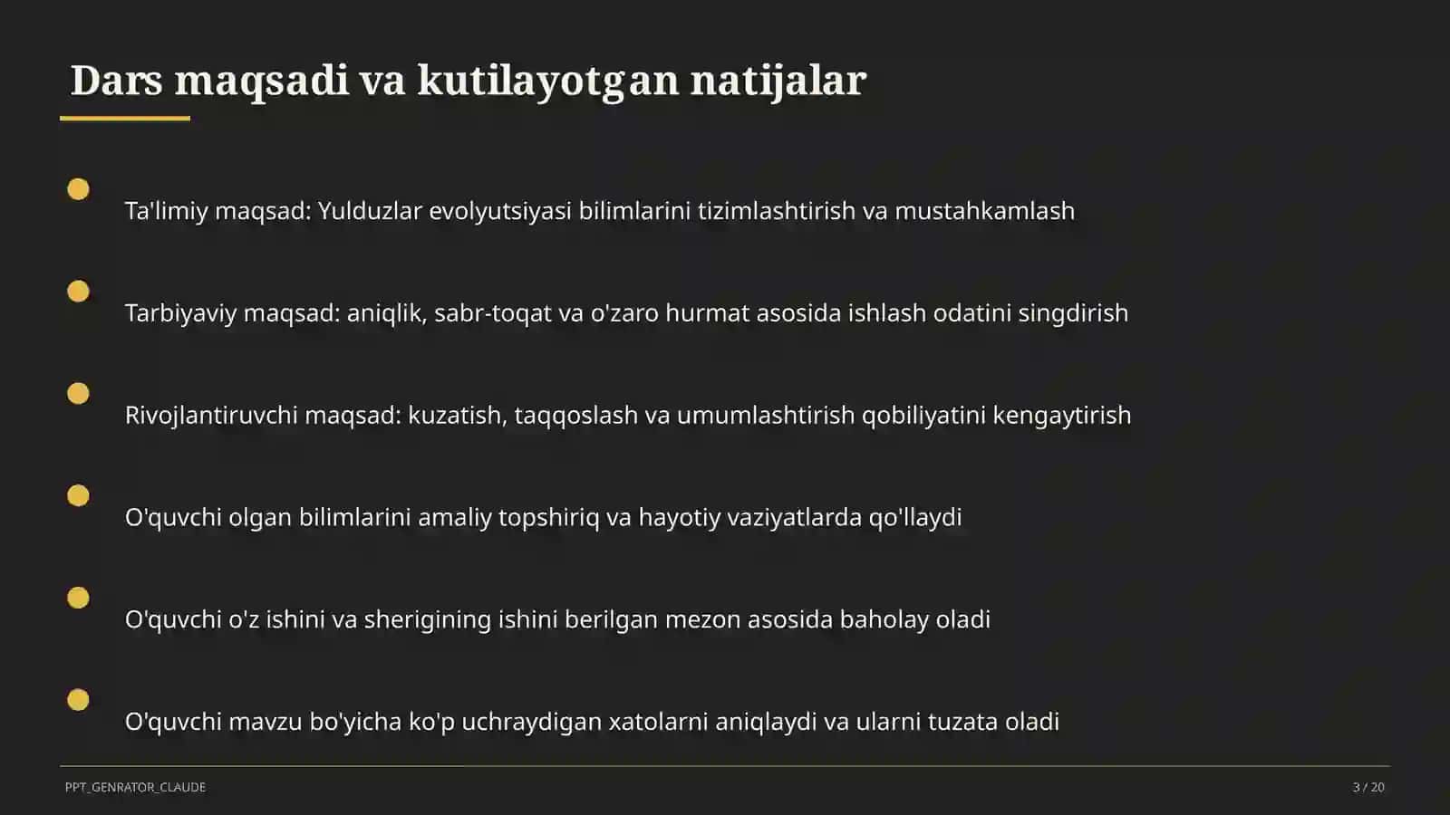 Yulduzlar evolyutsiyasi (11-sinf) 3