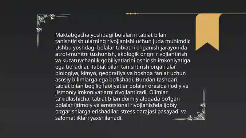 Toshpoʻlatova Robiyaning tabiat bilan tanishtirish fanidan tayyorlagan taqdimoti 3