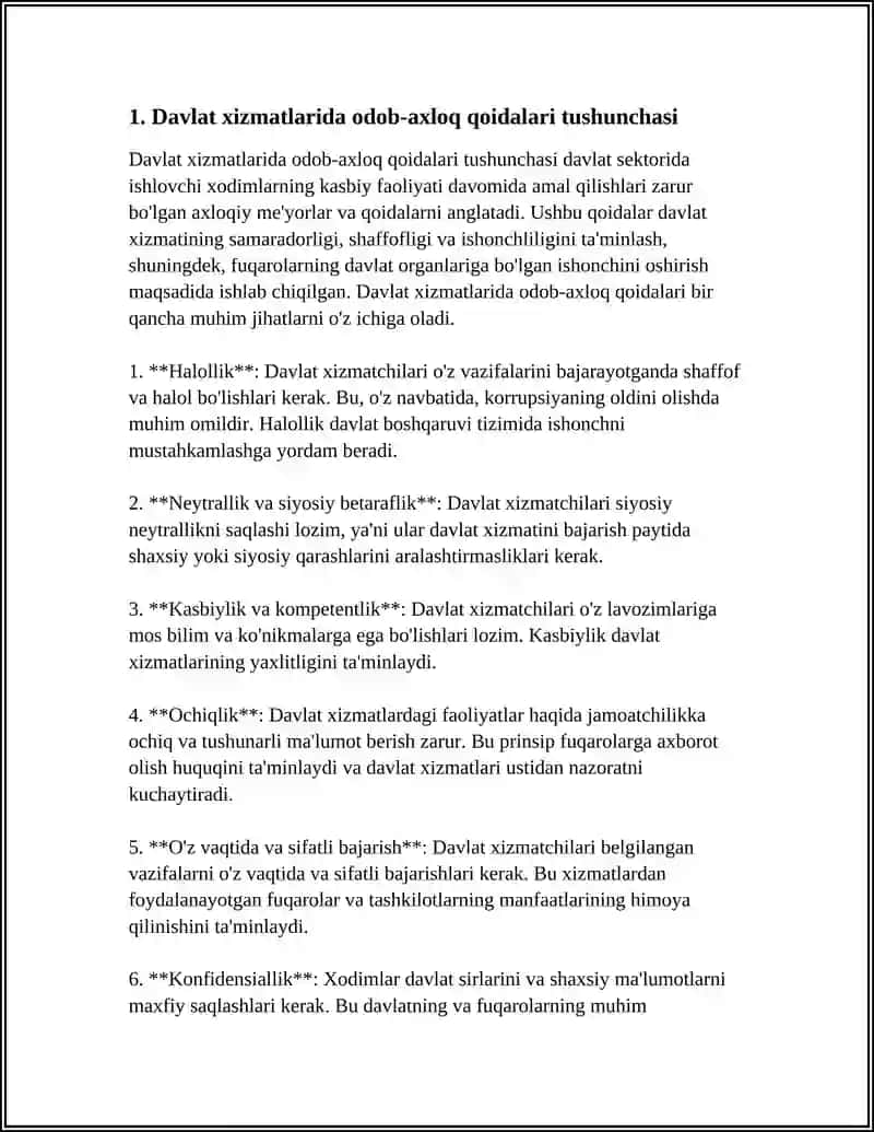 ÒZBEKISTONDA DAVLAT HIZMATCHILARINGING ODOB AXLOQ QOIDALARI 3