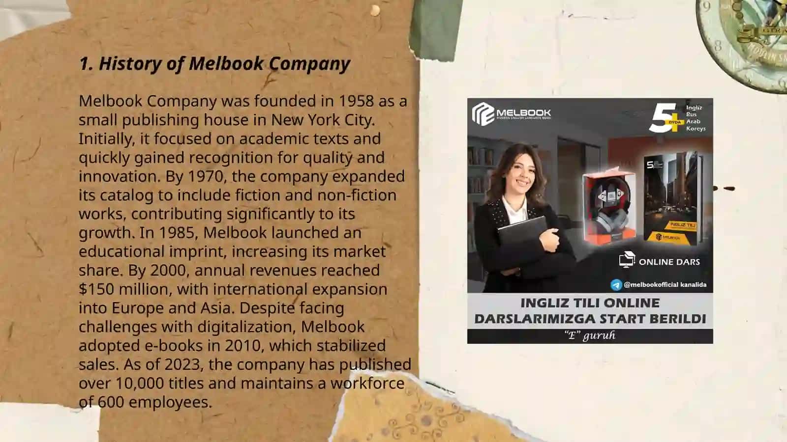 Melbook Company's History 3