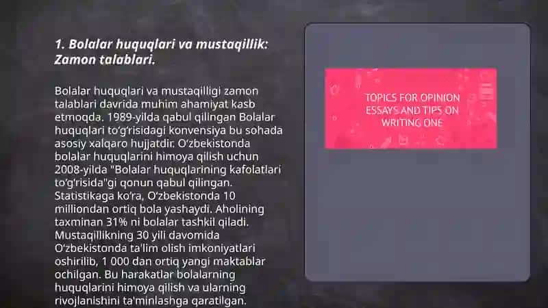 Bolalar Huquqlari va Mustaqillik: Zamon Talablari 3