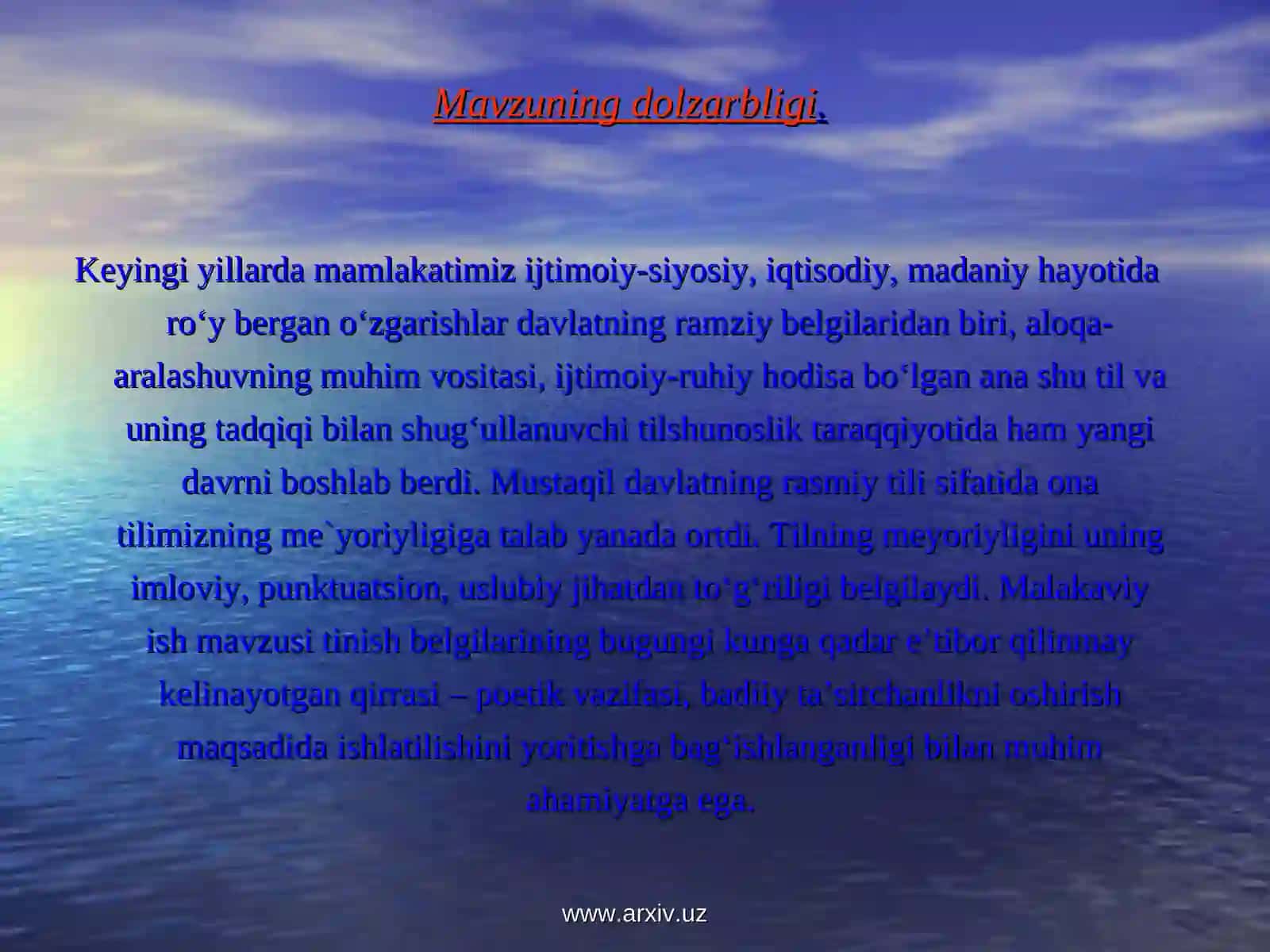 Bitiruv malakaviy ishi taqdimoti 3