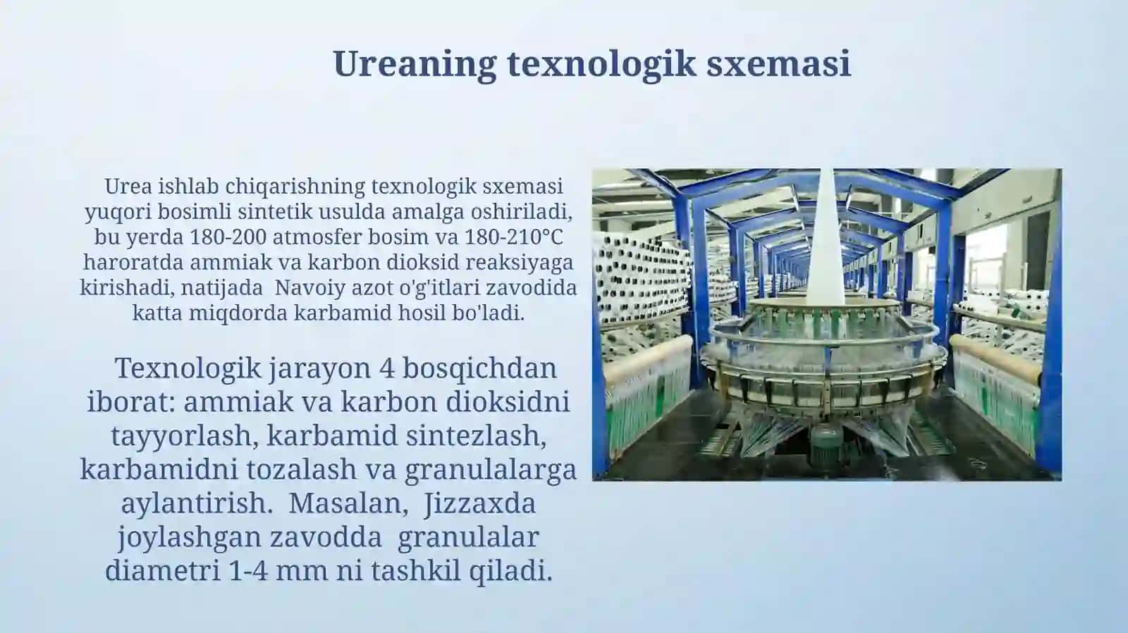 Karbamid ishlab chiqarishning texnologik sxemasi 3