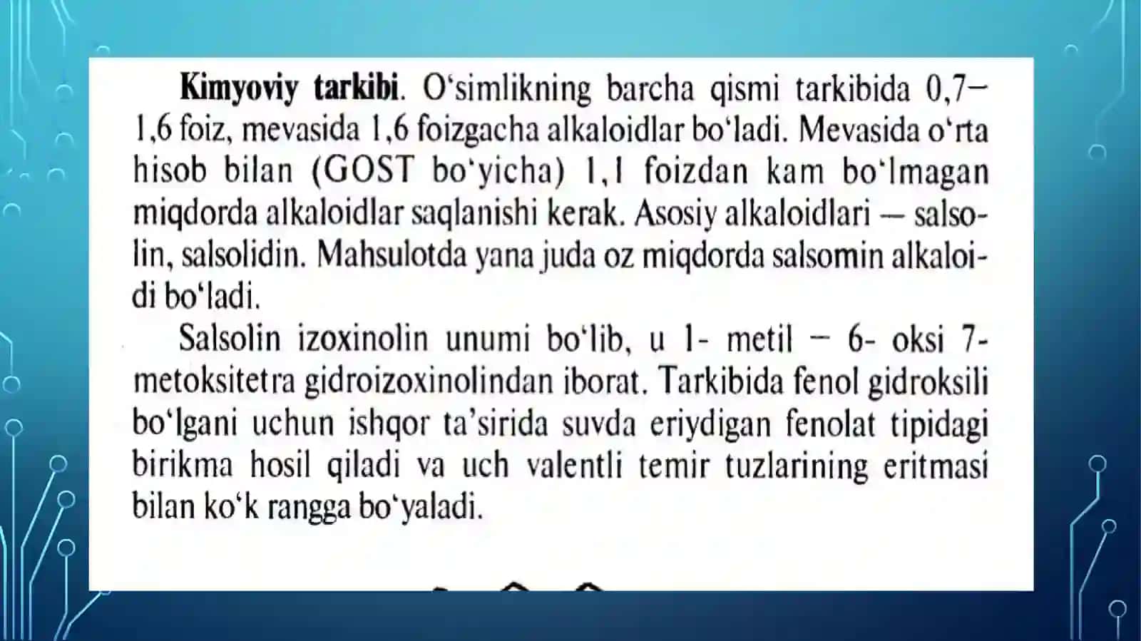 Tarkibida izoxinolinunumiga kiruvchi alkaloidlar 3