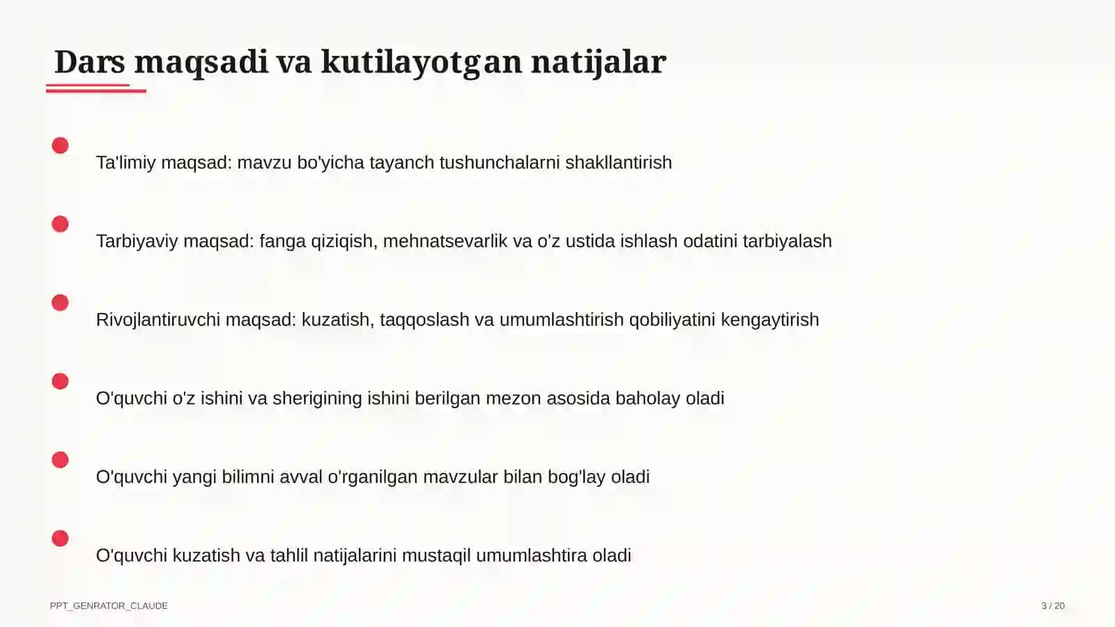Sinf soati va tarbiyaviy tadbirlar (1–11) — o'qituvchilar uchun 3