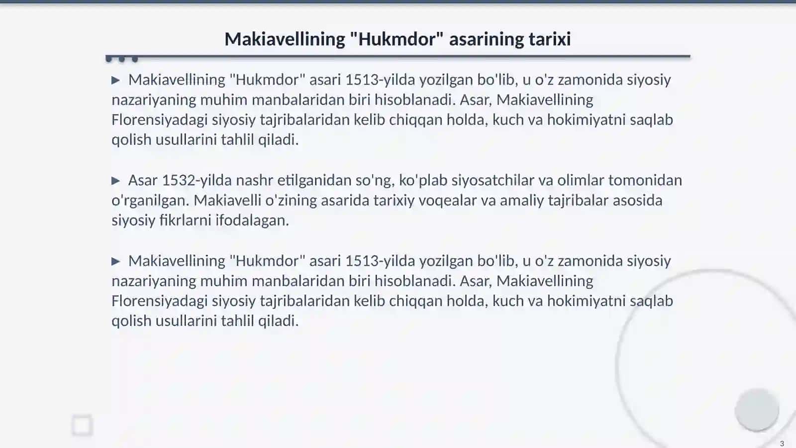 Makivelli "Hukmdor" asari 3
