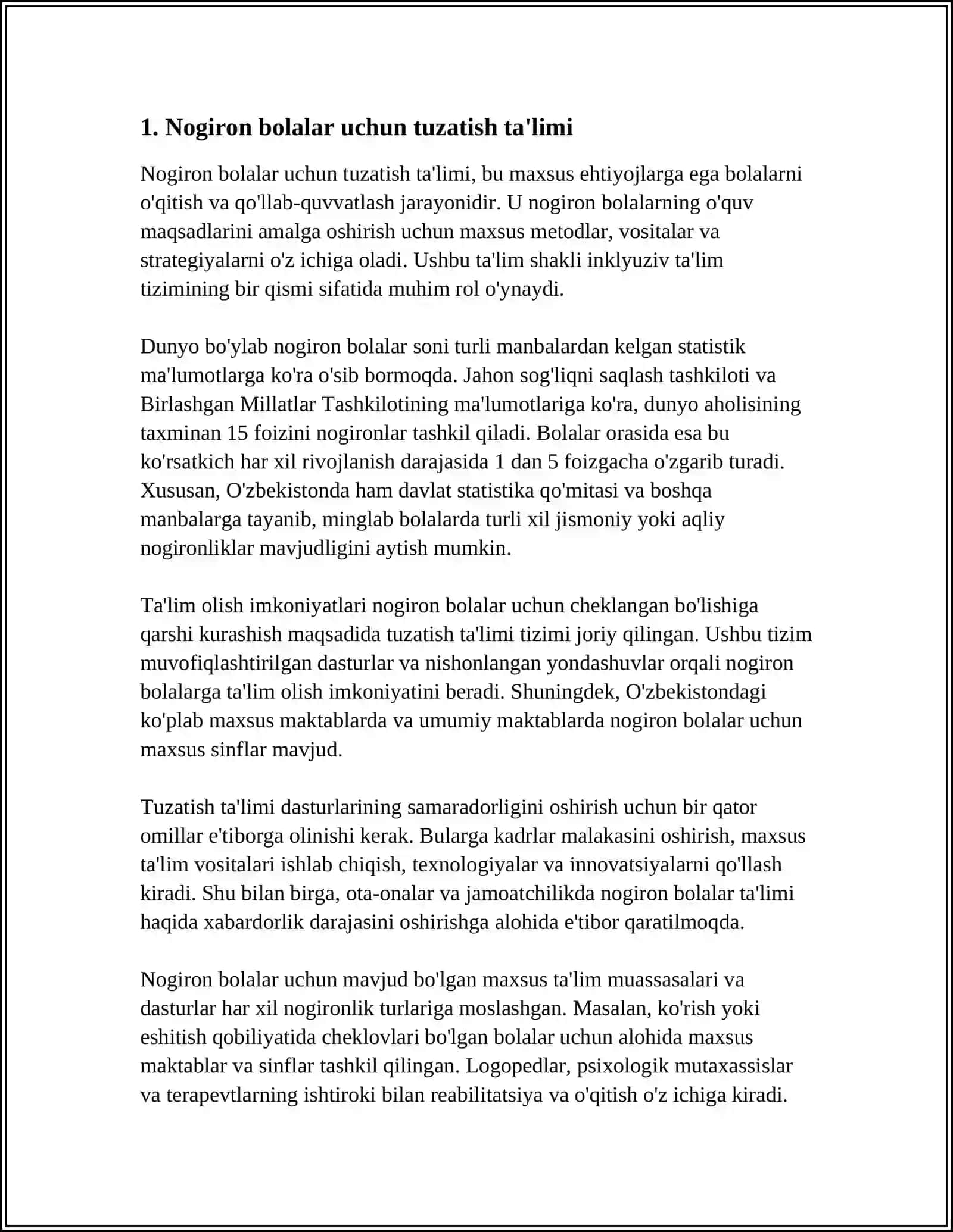 NOGIRON BOLALAR UCHUN TUZATISH TARBIYASI 3