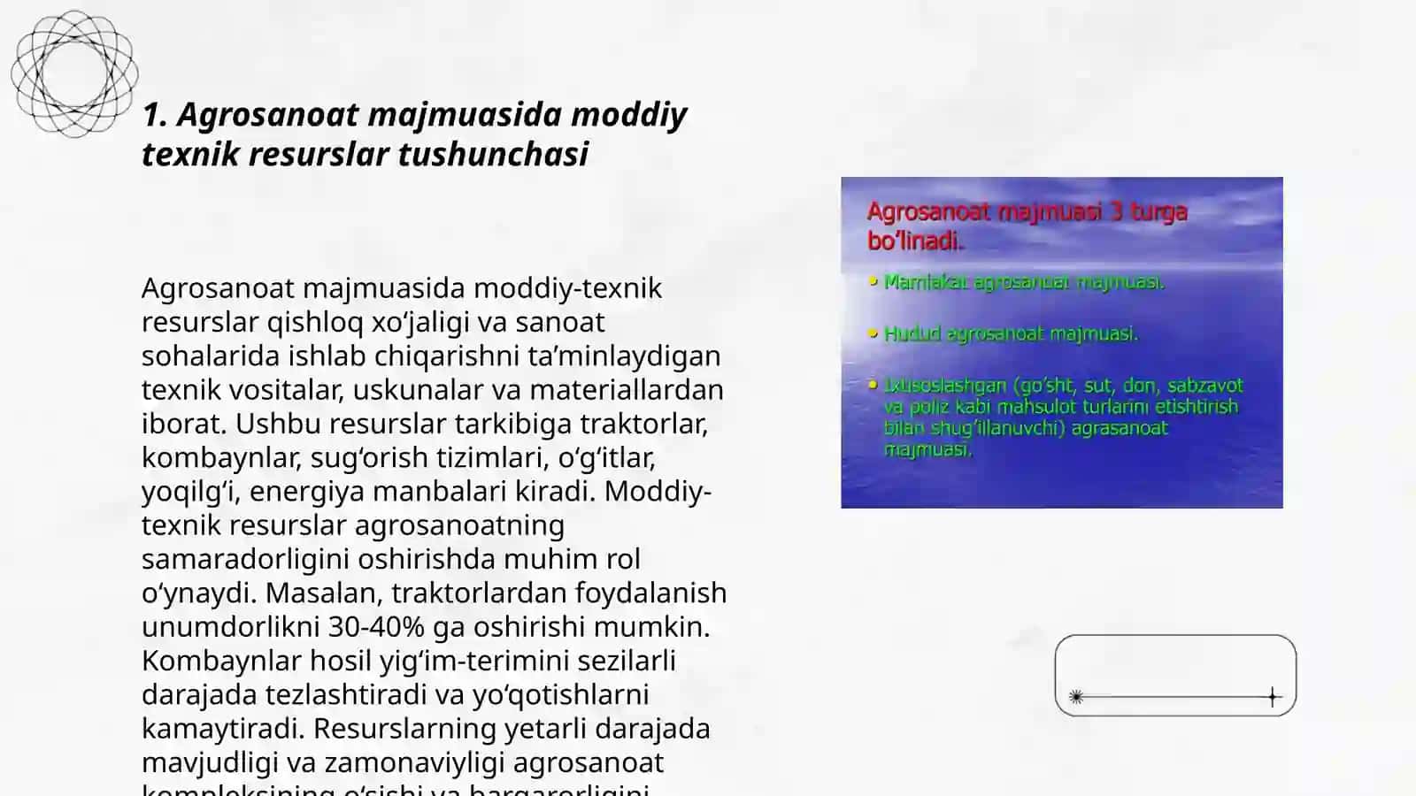 Agrosanoat majmuasida moddiy texnik resurslari 3