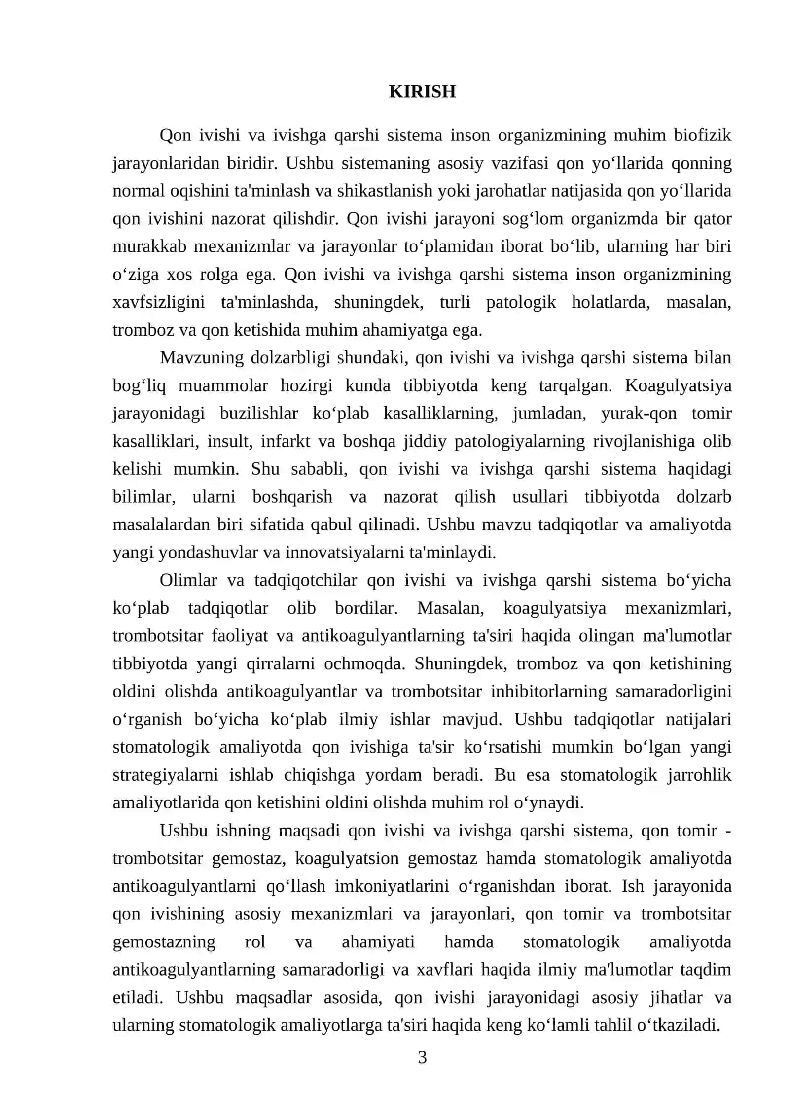 Qon ivishi va ivishga qarshi sistema REFERATI 3